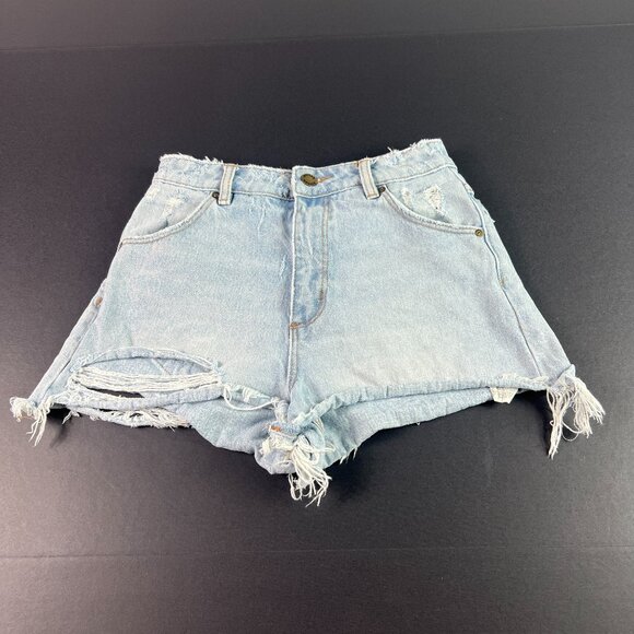 Rolla's Jean Shorts Women 26* Duster High Rise Slim Blue Distressed Jorts Tag 25 - Picture 1 of 16